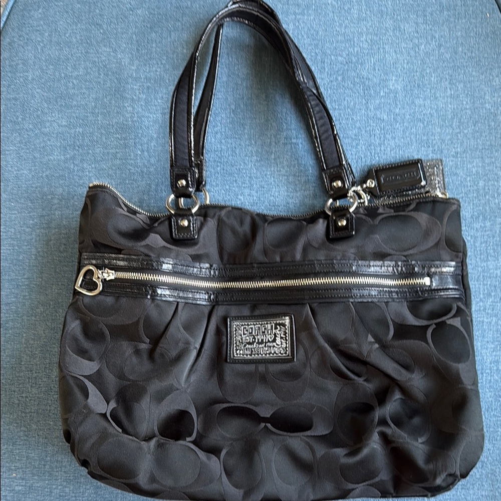 Coach Black Shoulder Bag with Silver Hardware